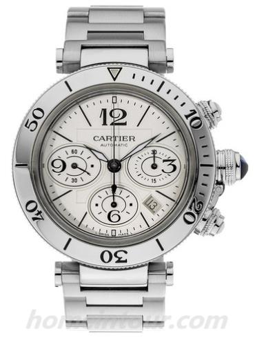 卡地亚W31089M7男表帕莎Pasha系列-银色表带/表径42mm