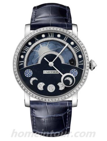 卡地亚ROTONDE_DE_CARTIER_DN男表Rotonde系列-深蓝色表带/表径40mm