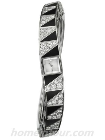 卡地亚Cartier_a_l_infini女表创意宝石腕表系列-黑色/钻石白表带/表径&#8211;