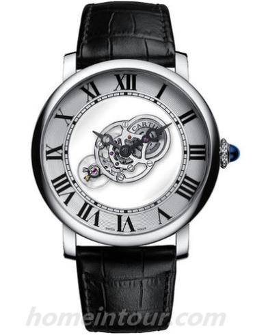 卡地亚Rotonde_de_Cartier_Astromyst_rieux男表Ronde系列-黑色表带/表径43.5mm