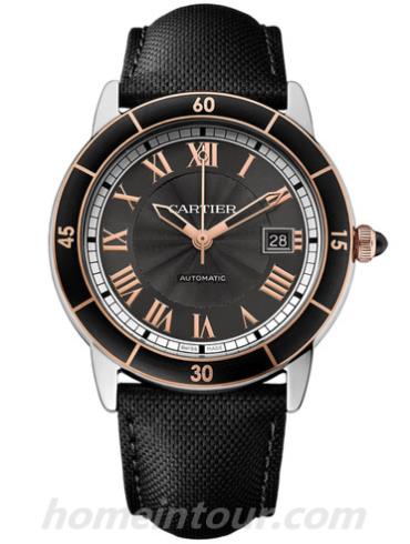 卡地亚W2RN0005男表RONDE CROISIèRE DE CARTIER-黑色表带/表径42mm