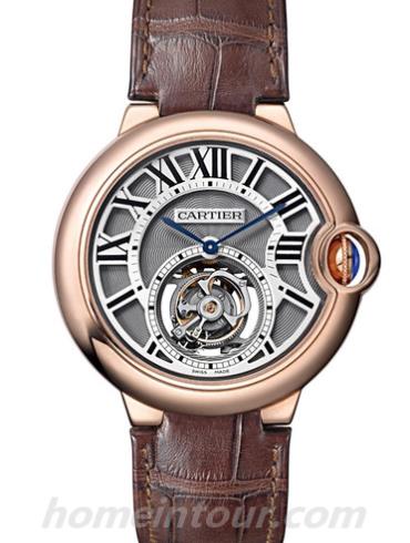 卡地亚 W6920104男表蓝气球Ballon Blue系列-棕色表带/表径39mm