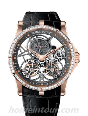 罗杰·杜彼RDDBEX0407男表Excalibur王者系列-黑色表带/表径45mm