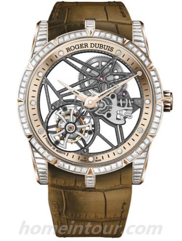 罗杰·杜彼RDDBEX0418E男表Excalibur王者系列-光面红褐色表带/表径42mm