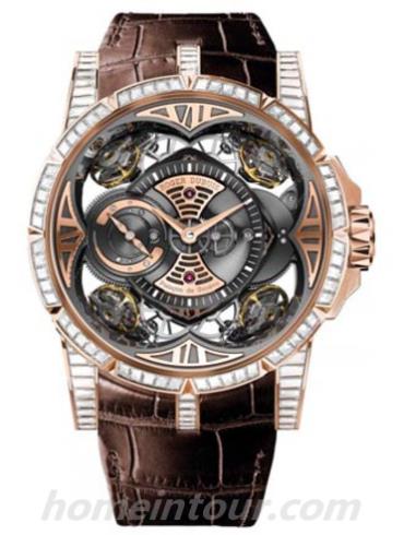 罗杰·杜彼RDDBEX0439男表Excalibur王者系列-棕色表带/表径43mm