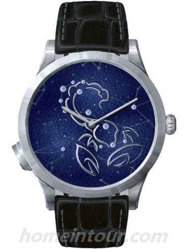 梵克雅宝Midnight_Zodiac_Lumineux-Scorpio男表诗意复杂功能系列-黑色表带/表径42mmmm
