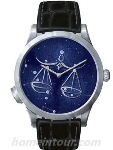 梵克雅宝Midnight_Zodiac_Lumineux-Libra请选择诗意复杂功能系列-黑色表带/表径42mmmm