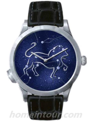 梵克雅宝Midnight_Zodiac_Lumineux-Leo男表诗意复杂功能系列-黑色表带/表径42mmmm