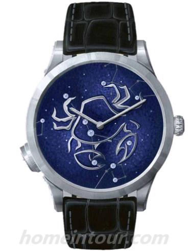 梵克雅宝Midnight_Zodiac_Lumineux-Cancer男表诗意复杂功能系列-黑色表带/表径42mmmm
