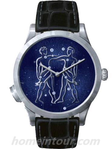 梵克雅宝Midnight_Zodiac_Lumineux-Gemini男表诗意复杂功能系列-黑色表带/表径42mmmm