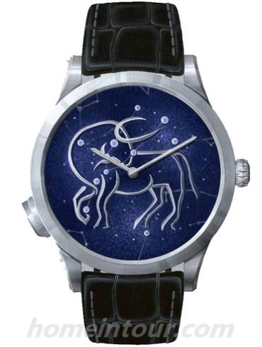 梵克雅宝Midnight_Zodiac_Lumineux-Taurus男表诗意复杂功能系列-黑色表带/表径42mmmm