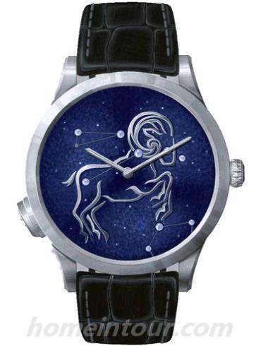 梵克雅宝Midnight_Zodiac_Lumineux-Aries男表诗意复杂功能系列-黑色表带/表径42mmmm