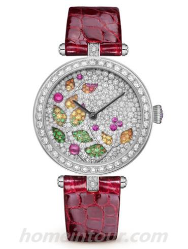 梵克雅宝VCARO8O000女表诗意复杂功能系列-酒红色表带/表径33mm