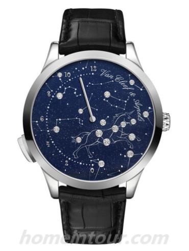 梵克雅宝Midnight_Nuit_Lumineuse男表诗意复杂功能系列-黑色表带/表径42mm