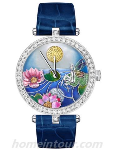 梵克雅宝Lady_Arpels_Jour_Nuit_Fee_Ondine男表诗意复杂功能系列-蓝色表带/表径38mm