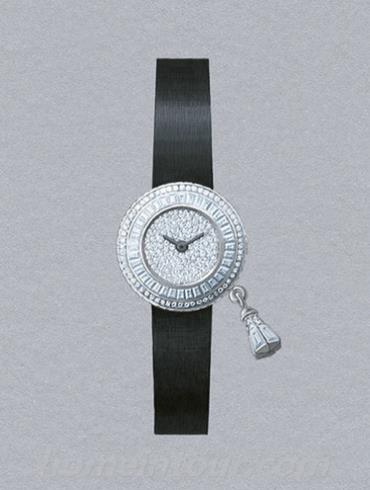 梵克雅宝Sweet_Charms_Pavee女表梵克雅宝高级珠宝系列-黑色/蓝色表带/表径21mm