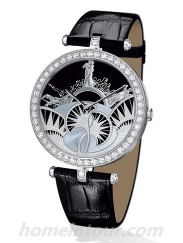 梵克雅宝VCARO30J00女表诗意复杂功能系列-黑色表带/表径38mm