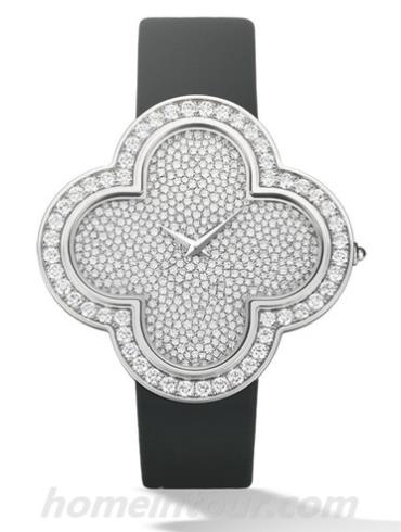 梵克雅宝VCARO41B00女表Alhambra系列-黑色表带/表径40x40 mm