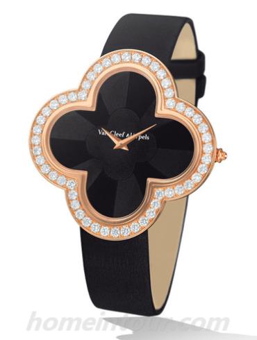 梵克雅宝VCARO30200女表Alhambra系列-黑色表带/表径40x40 mm