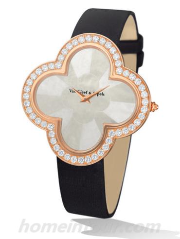 梵克雅宝VCARO30100女表Alhambra系列-黑色表带/表径40x40 mm