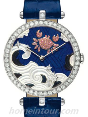 梵克雅宝VCARO4I400女表非凡表盘腕表系列-深蓝色表带/表径38mm