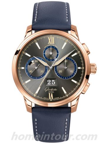 格拉苏蒂原创1-37-01-04-05-07男表Senator 参议员系列-蓝色表带/表径42mm