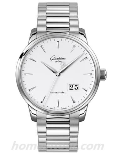 格拉苏蒂原创1-36-03-05-02-70男表Senator 参议员系列-银色表带/表径42mm