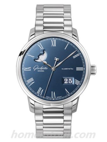 格拉苏蒂原创100-04-05-12-70男表Senator 参议员系列-银色表带/表径40mm