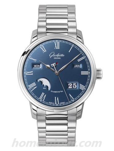 格拉苏蒂原创100-02-07-12-70男表Senator 参议员系列-银色表带/表径42mm