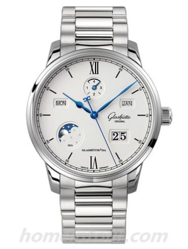 格拉苏蒂原创1-36-02-01-02-70男表Senator 参议员系列-银色表带/表径42mm