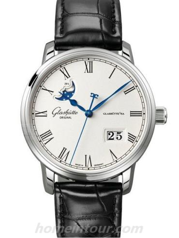 格拉苏蒂原创100-04-32-12-04男表Senator 参议员系列-黑色表带/表径40mm