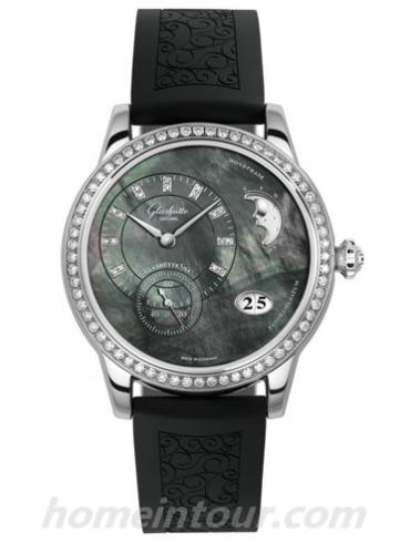 格拉苏蒂原创90-12-02-12-04女表Pano Classic 经典偏心系列-黑色表带/表径39.4mm