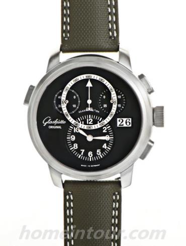 格拉苏蒂原创95-01-07-14-04男表Pano Classic 经典偏心系列-黑色表带/表径44mm