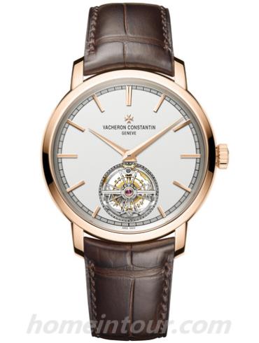 江诗丹顿6000T_000R-B346男表Traditionnelle系列-棕色表带/表径41mm