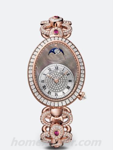 宝玑8909BR_8T_J29_DDDR女表Reine de Naples 那不勒斯王后系列-玫瑰金色表带/表径38.5x30.45mm