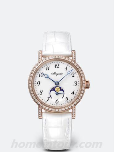 宝玑9088BR_29_964_DD0D女表Classique经典系列-白色表带/表径30mm