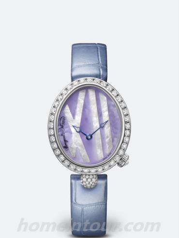 宝玑9818BB_5V_922_DD0D女表Reine de Naples 那不勒斯王后系列-天蓝色表带/表径 32.7*27.3mm