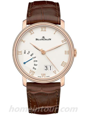 宝珀6668-3642-55B男表Villeret系列-棕色表带/表径40mm