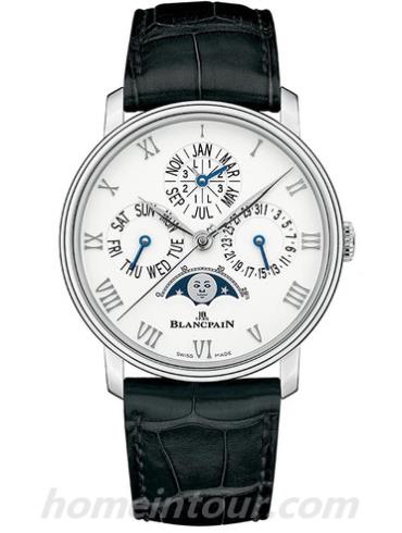 宝珀6656-1127-55B男表Villeret系列-黑色表带/表径40mm