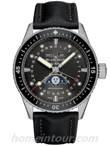 宝珀5054-1110-B52A男表五十噚系列-黑色表带/表径43mm