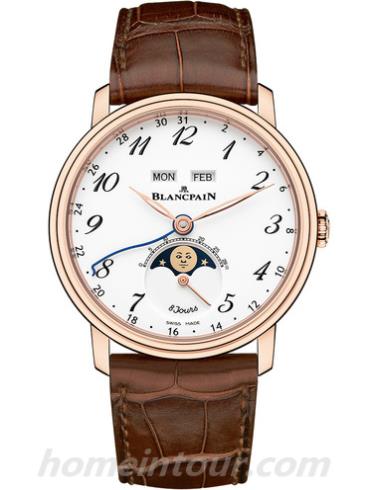 宝珀6639A-3631-55B男表Villeret系列-棕色表带/表径42mm