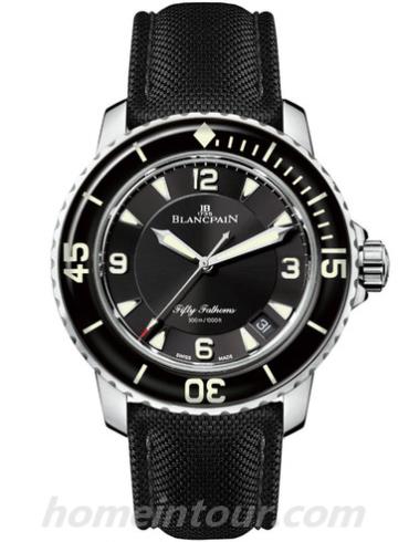 宝珀5015-1130-52A男表五十噚系列-黑色表带/表径45mm