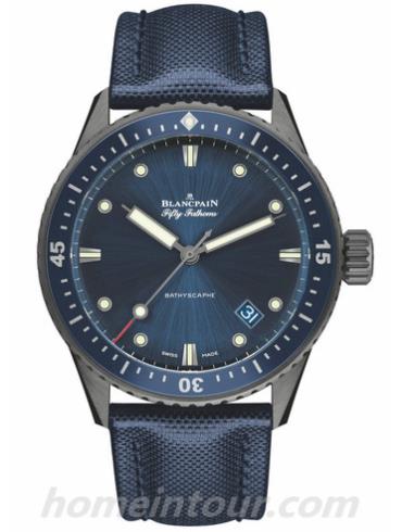 宝珀5000-0240-O52A男表五十噚系列-蓝色表带/表径43.6mm