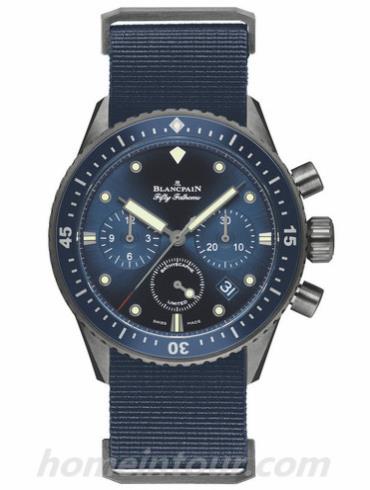 宝珀5200-0240-NAOA男表五十噚系列-蓝色表带/表径43.6mm