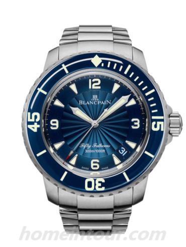 宝珀5015D-1140-71B男表五十噚系列-银色表带/表径45mm