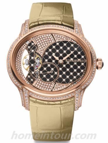 爱彼77249OR.ZZ.A205CR.01女表千禧系列-米黄色表带/表径39.50 x 35.40mm