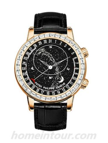 百达翡丽6104R-001男表超级复杂功能时计系列-黑色表带/表径44mm