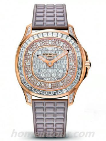 百达翡丽5062_450R-001女表Aquanaut系列-珠光米色表带/表径38.8mm