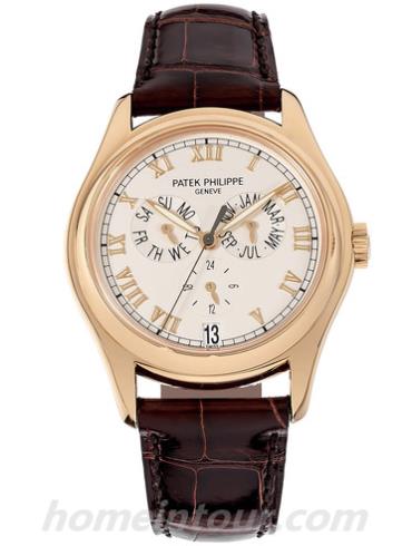 百达翡丽5035R-001男表超级复杂功能时计系列-棕色表带/表径37mm
