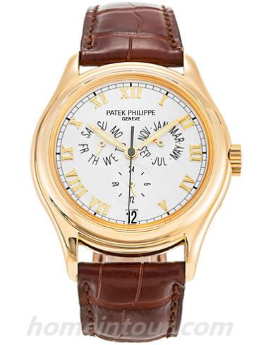 百达翡丽5035J-001男表超级复杂功能时计系列-棕色表带/表径37mm